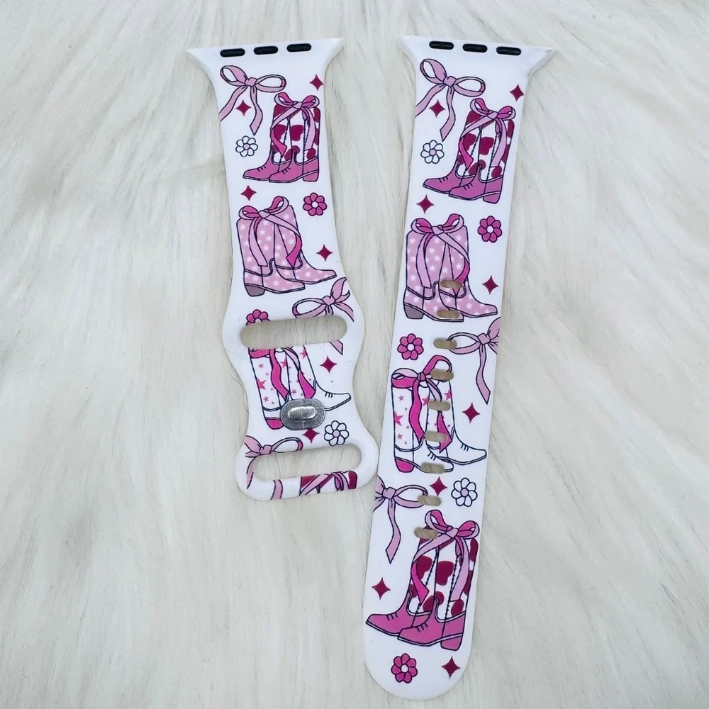 New Pink Bows & Boots Design Watch Band For Apple Watch 38mm / 40mm / 41mm